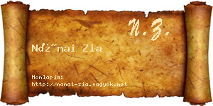Nánai Zia névjegykártya